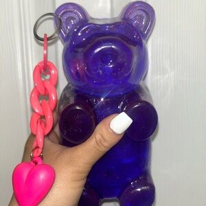 Purple gummy Bear with Pink Heart Charm